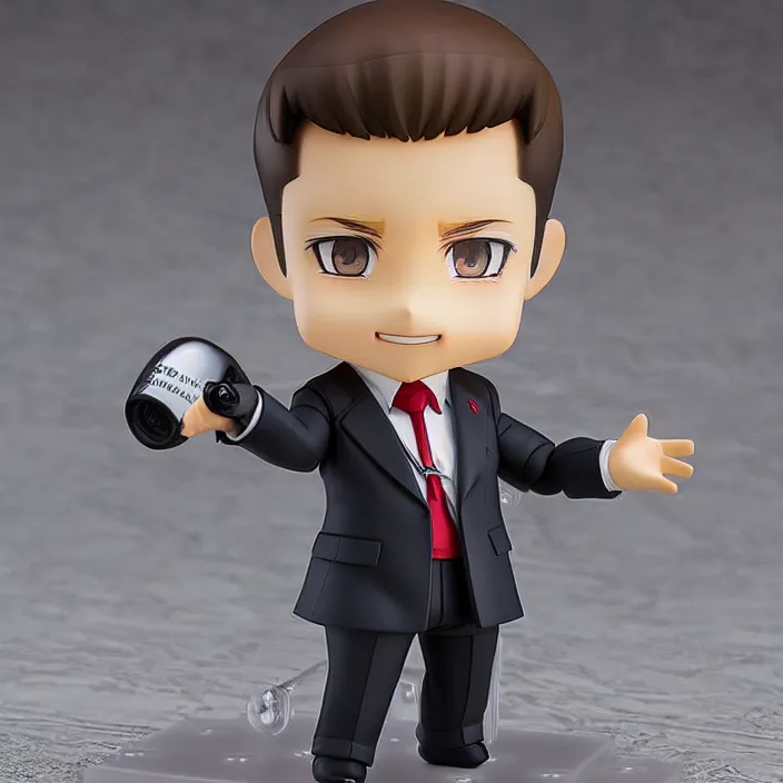 Prompt: a anime nendoroid of elon musk wear giorgio armani suits and black shoe, car tesla 3, figurine, product photo, detailed