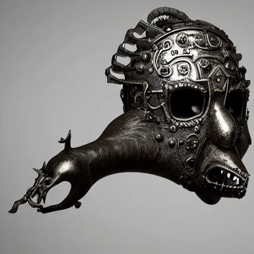 Prompt: an ominous dark ancient mask. hyper - detailed. gothic steampunk baroque. symmetric. epic. hyper - realistic. unreal render.