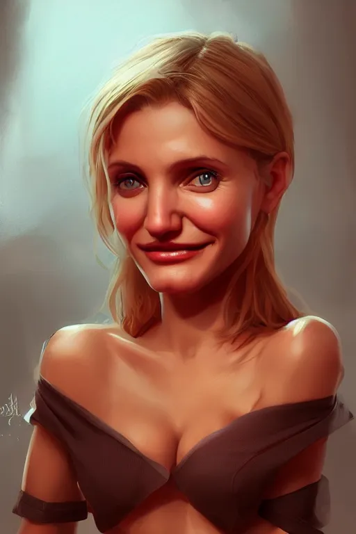 Image similar to super super super cute cameron diaz, Irakli Nadar, trending on artstation