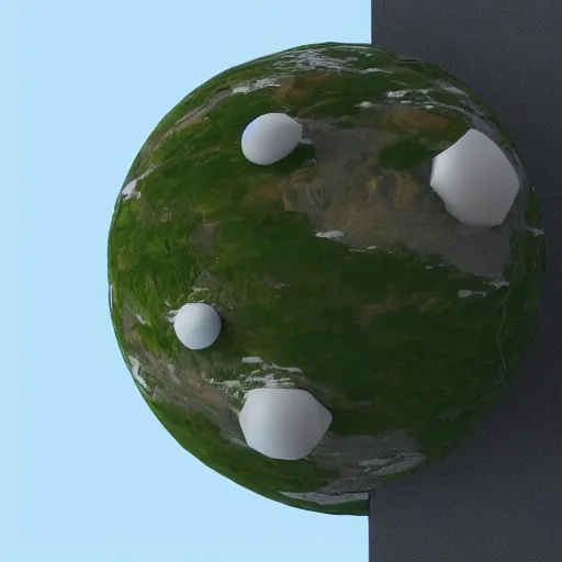 Image similar to 3 d render of a miniature earth high detailed volumetric lighting octane render