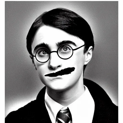 Prompt: harry potter with a toothbrush moustache
