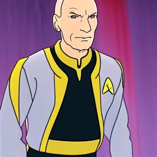 Image similar to captain picard in star trek : the next generation, studio ghibli