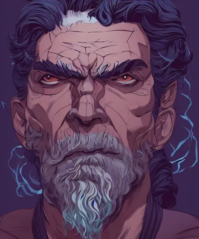 Image similar to a portrait of a half zeus half devil, fantasy, elegant, digital painting, artstation, concept art, matte, sharp focus, illustration, art by josan gonzalez