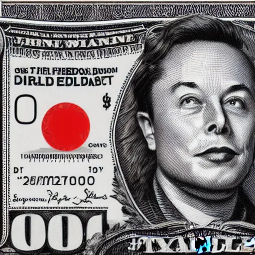 Image similar to Elon musk on the Mars Dollar bill