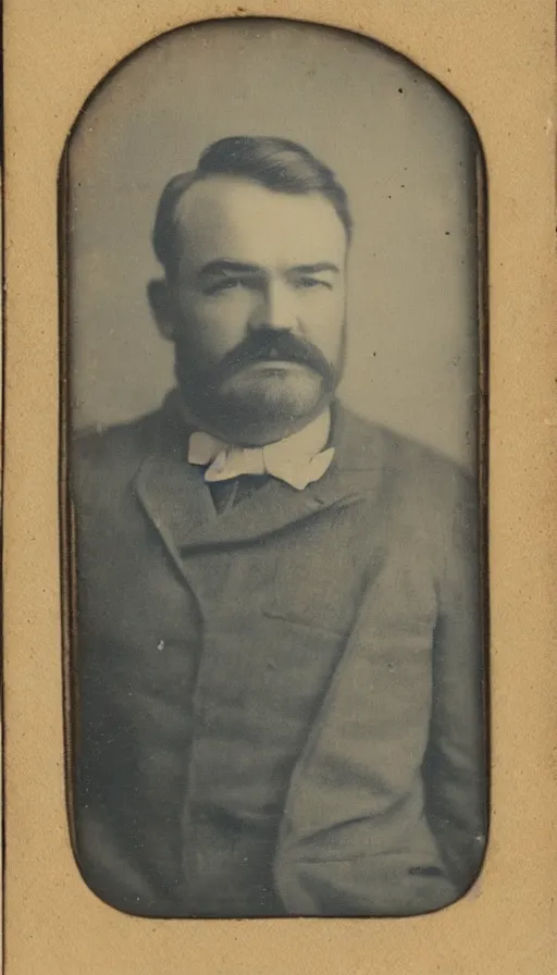 Prompt: “tintype photo portrait of Ernest Hemingway”