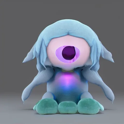 Prompt: cute fumo plush of an alien boy who loves to party, three point lighting, jellyfish, refractive optics, vray