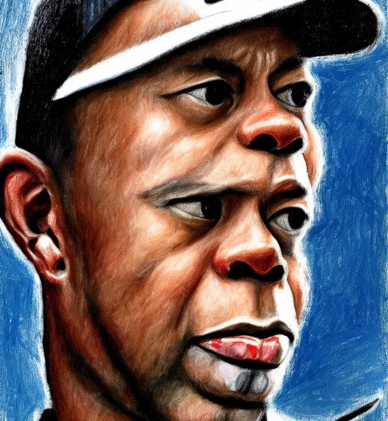 Prompt: realistic tiger woods portrait by el greco.