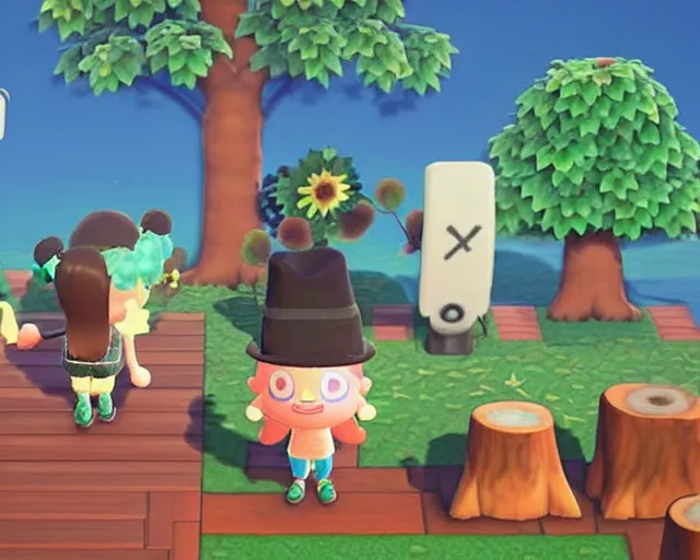Prompt: a strange and creepy monster in animal crossing