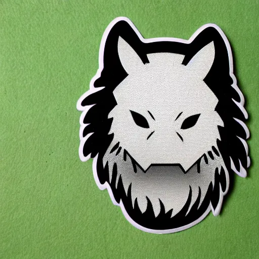 Image similar to die cut sticker, princess mononoke mask, splatter paint