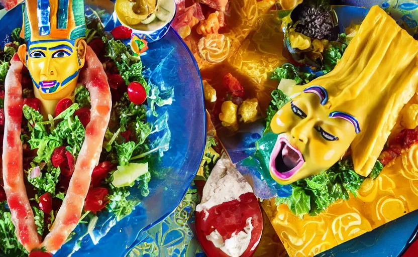 Prompt: king tut, but in jell-o salad, photograph for adweek