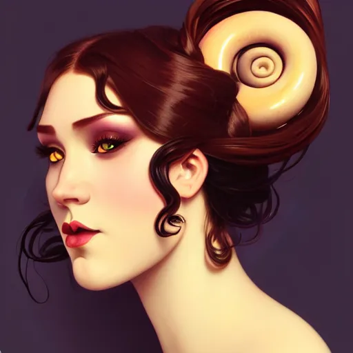 Image similar to curvy woman with a bundt cake face digital art, cinematic, concept art, 8k, painting, imaginefx, cgsociety, art nouveau, Alphonse Mucha, trending on artstation, medium shot, head shot