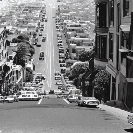 Prompt: San Francisco's Lombard Street In 1975