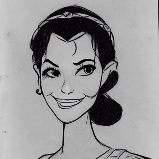 Image similar to milt kahl sketch of victoria justice as princess padme from star wars