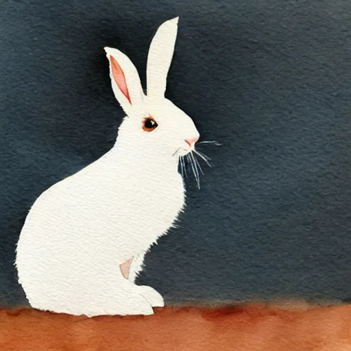 Image similar to a rabbit wearing a beautiful white dress, watercolour, realistic