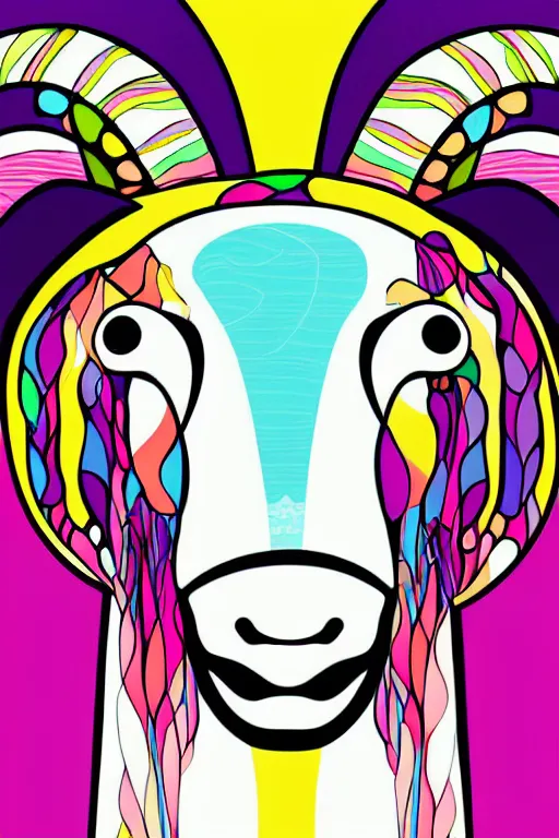 Image similar to minimalist boho style art of a colorful sheep, illustration, vector art