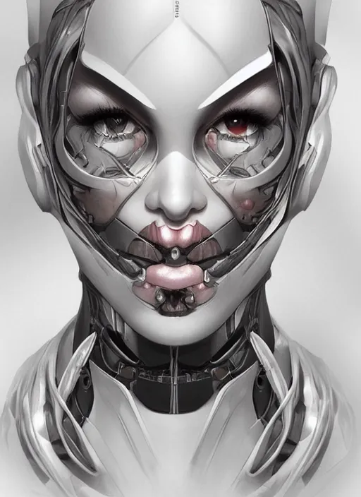 Image similar to portrait of a cyborg woman by Artgerm, biomechanical, hyper detailled, trending on artstation