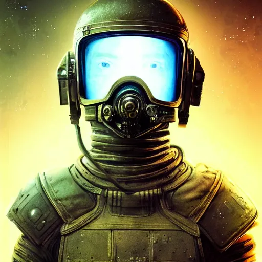 Image similar to portrait of a space roman soldier, spqr. intricate abstract. cyberpunk, vhs glitch. full face broken helmet. intricate artwork. nightmare fuel. terrifying. empty oxygen tank. by Tooth Wu, wlop, beeple, dan mumford. octane render, trending on artstation, greg rutkowski very coherent symmetrical artwork. cinematic, hyper realism, high detail, octane render, 8k, iridescent accents, black and white