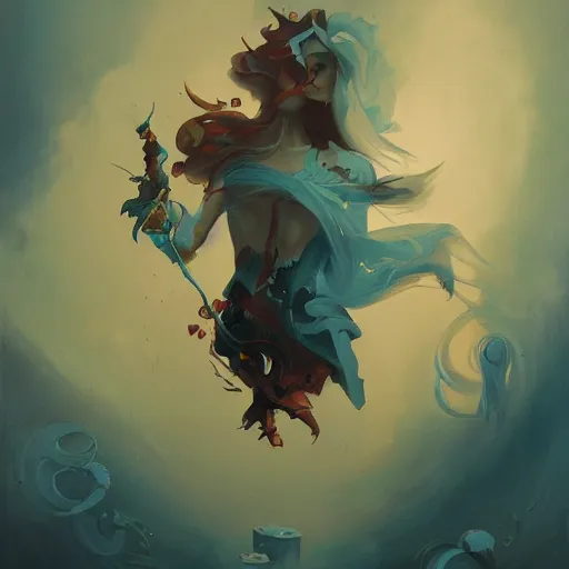 Image similar to A painting in the style of Peter Mohrbacher and in the style of James Jean.