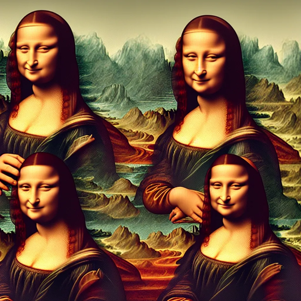 Image similar to i, mona lisa playing her iphone