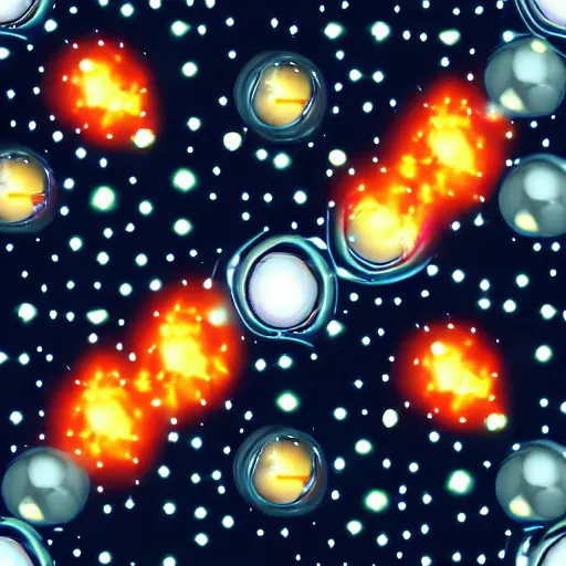 Image similar to army of balls with universes inside, hubble background, amazing, fire, 5 5 mm