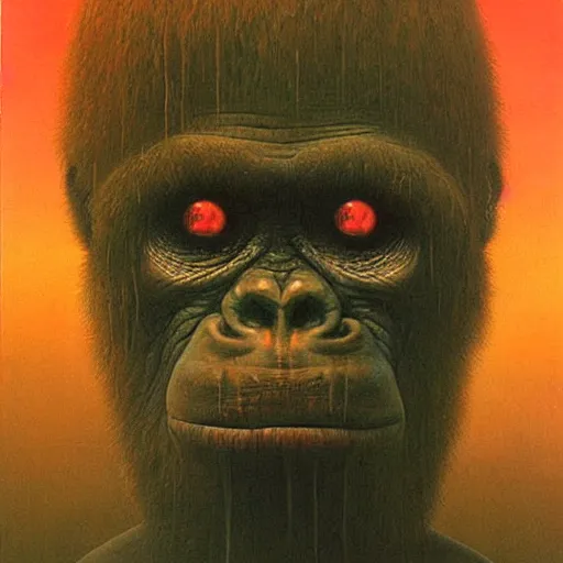 Prompt: a portrait of the gorillaz, painted by zdzislaw beksinski