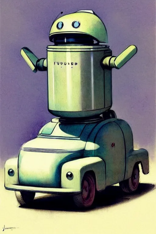 Prompt: ( ( ( ( ( 1 9 5 0 s retro future android robot delivery truck. muted colors., ) ) ) ) ) by jean - baptiste monge,!!!!!!!!!!!!!!!!!!!!!!!!!