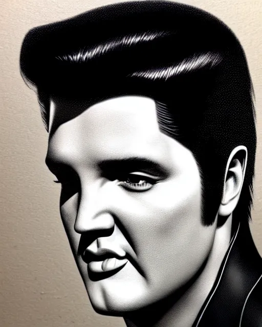 Image similar to photo of Elvis Presley in the style of stefan kostic, realistic, sharp focus, 8k high definition, insanely detailed, intricate, elegant, art by stanley lau and artgerm