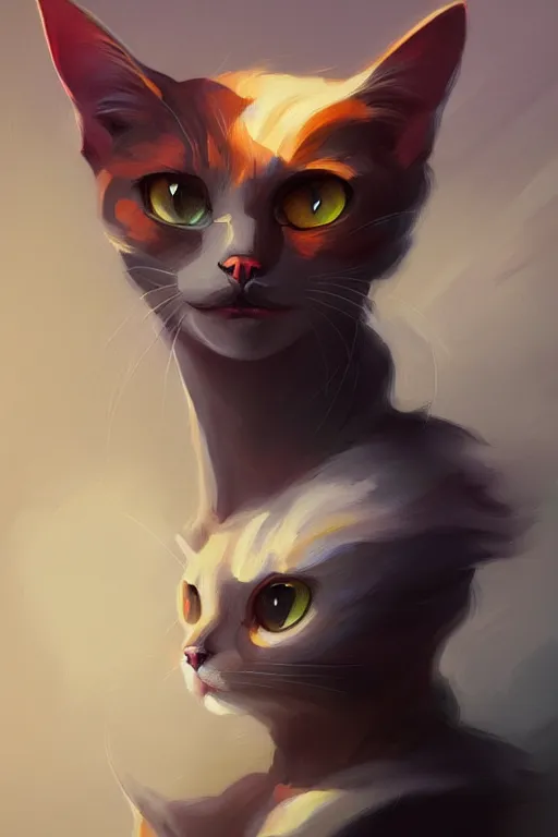 Image similar to Cat portrait painting in the style of peter Mohrbacher, trending on artstation, deviantart, Pinterest, detailed, realistic, High Resolution, HD 8k