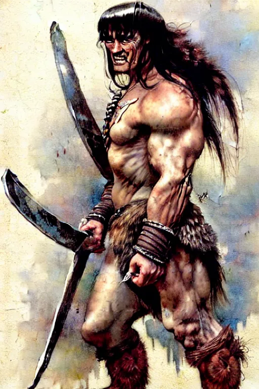 Image similar to (((((1950s conan the barbarian . muted colors.))))) by Jean-Baptiste Monge !!!!!!!!!!!!!!!!!!!!!!!!!!!