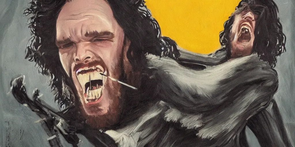 Prompt: john snow in the the scream painting artstation