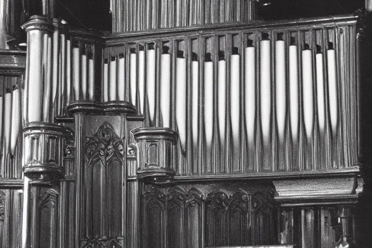 Prompt: pipe organ made entirely of dark smoke, 8 0 mm film, high detail