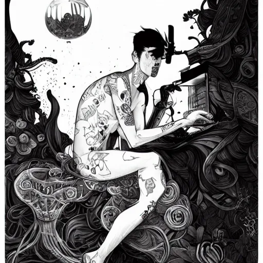 Image similar to anthony wang by james gilleard, by joe fenton, by kaethe butcher, dynamic lighting, grunge aesthetic