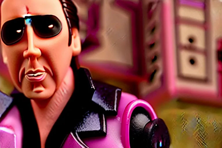 Image similar to Nicolas cage in barbie high resolution still film