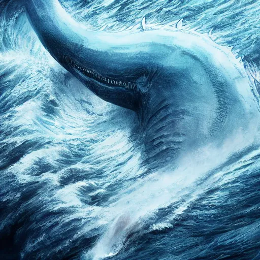 Image similar to top down view of a leviathan emerging from a deep ocean during a storm, cinematic lighting, dramatic, masterpiece, trending on artstation