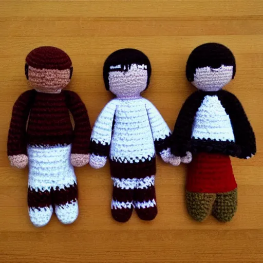 Prompt: Twin Peaks with crocheting figures