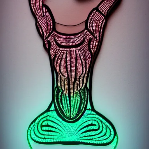 Prompt: a womens body 3 d neon art