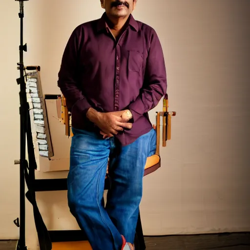 Prompt: studio photo of sanjay c, studio portrait