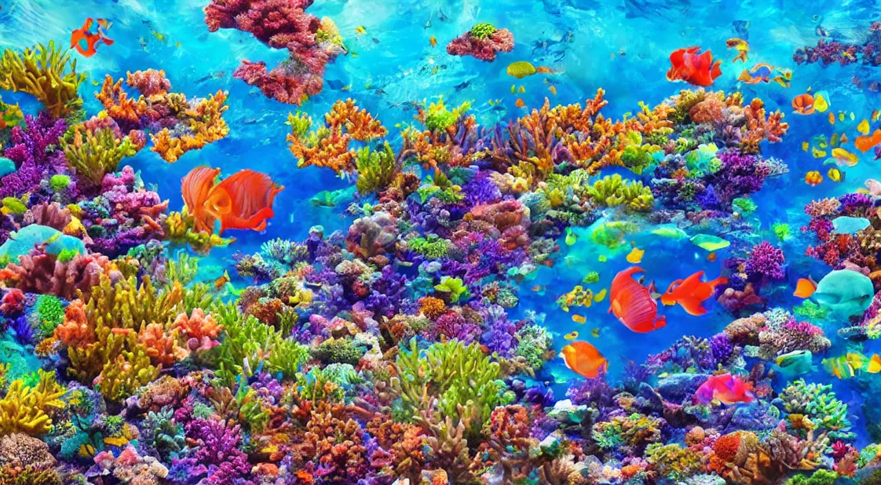 Image similar to coral reef, hyper realistic, vivid colours