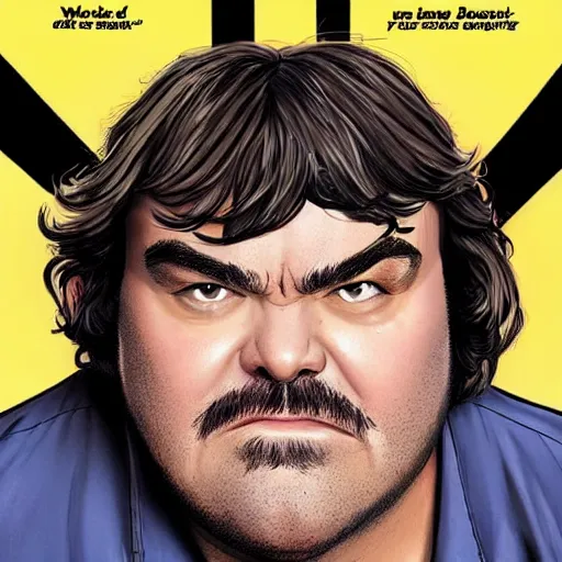 Prompt: jack black as character in a comicbook