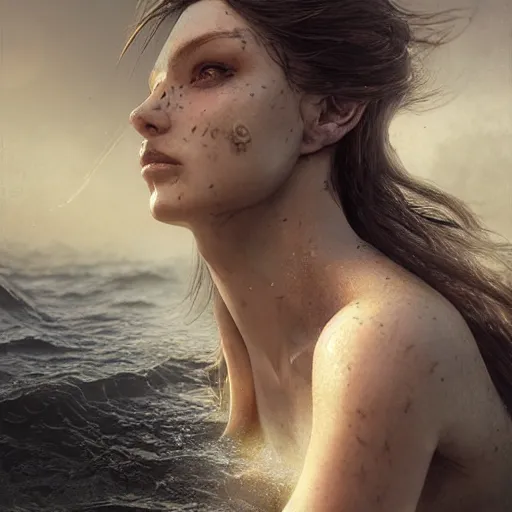 Prompt: photo realistic image of a mermaid, stunning 3 d render inspired art by istvan sandorfi and greg rutkowski, perfect facial symmetry, realistic, highly detailed attributes and atmosphere, dim volumetric cinematic lighting,
