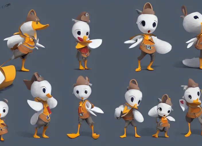 Image similar to award - winning detailed concept art of a cute iconic anthropomorphic duck character wearing a sailor suit. art by wlop on bcy. net, realistic. detailed feathers, art by cheng yi. artstationhd, artgerm, 3 dcg, pixar zootopia. 3 d rendering, high quality model sheet, donald