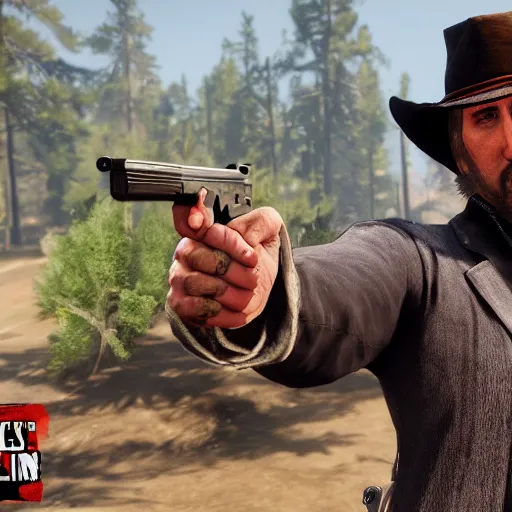 Image similar to nicolas cage in red dead redemption 2