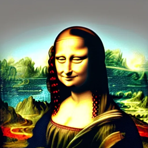 Image similar to mona lisa in 3 d, real life, photorealistic