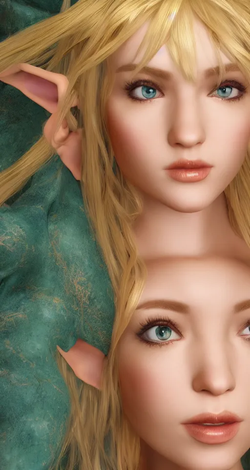 Image similar to blonde half - elf woman, rococo, sakimichan, 4 k