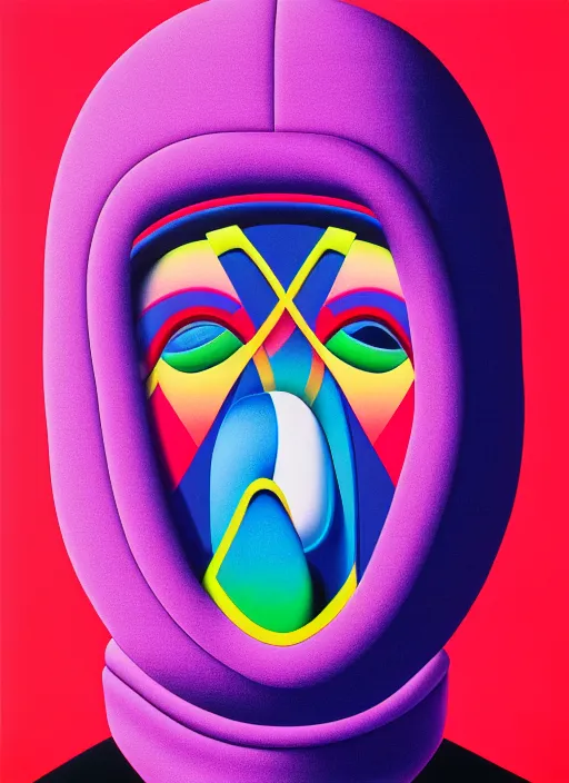 Image similar to person wearing a balaclava by shusei nagaoka, kaws, david rudnick, airbrush on canvas, pastell colours, cell shaded, 8 k