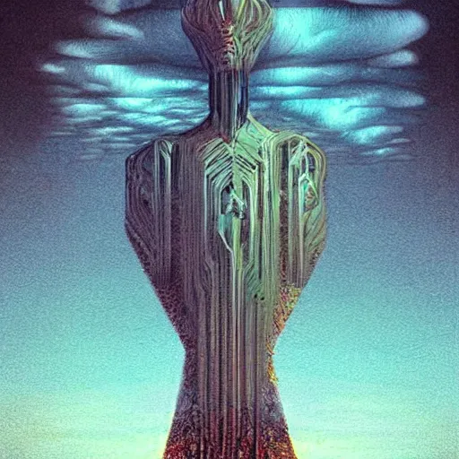 Image similar to everything is connected. digital artwork by vincent bons, beeple, michael whelan, remedios varo and gerardo dottori. grainy and rough. interesting pastel colour palette. beautiful light. oil and water colour based on high quality render.