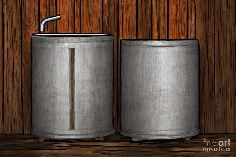 Prompt: a keg with mountain views, digital art