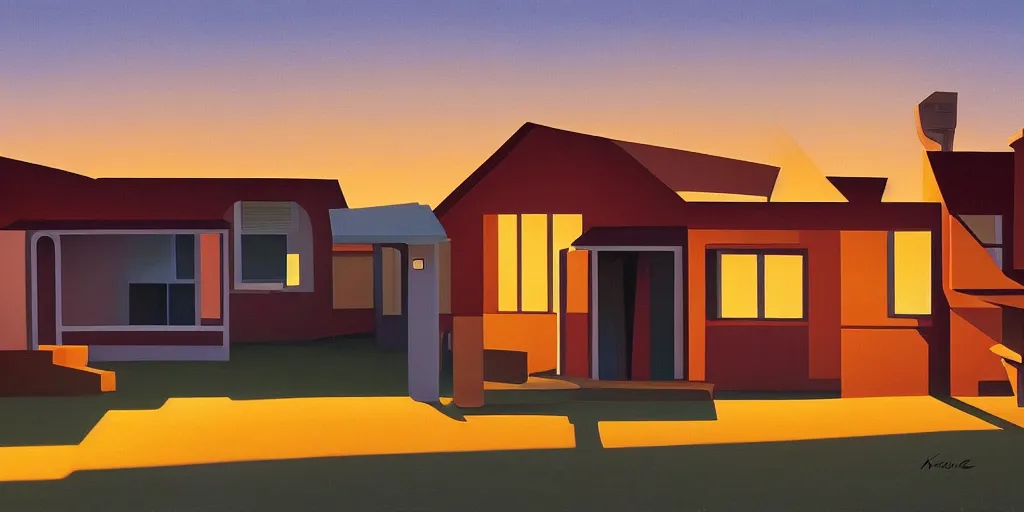 Image similar to motel, summer evening, kenton nelson