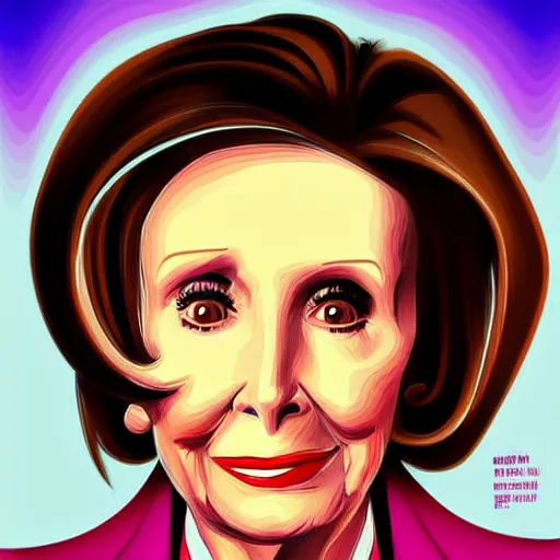 Image similar to Poster of Nancy Pelosi starring in Pulp Fiction, digital art, artstation