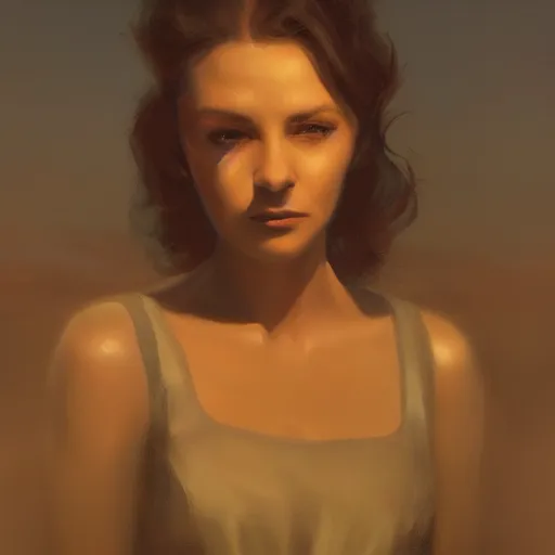 Image similar to closeup portrait of a young vivian leigh, depressed, chiaroscuro, city background, night, moon, dramatic lighting, complementary contrast, high detail, painted by greg rutkowski, painted by igor kieryluk, trending on artstation